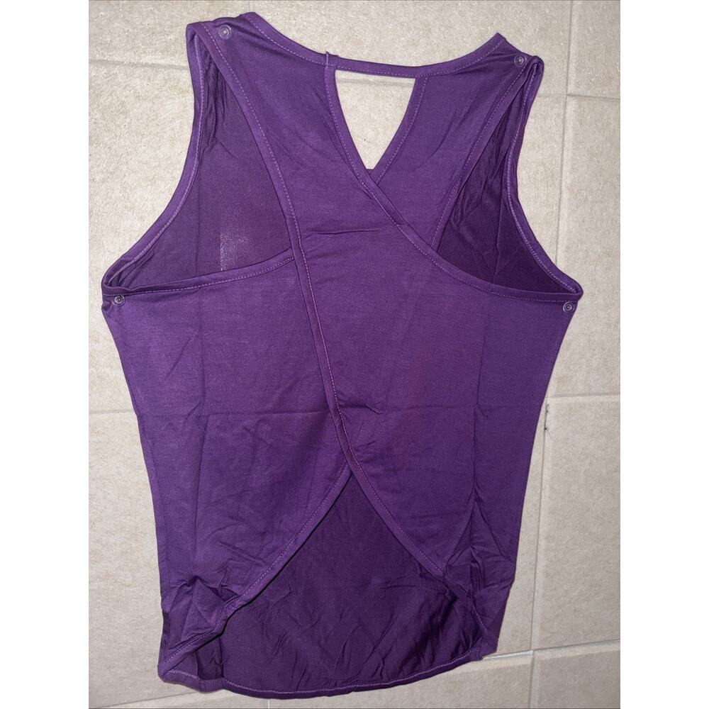 NWT AS ROSE RICH Workout Tank Women Yoga Crossover Racerback M Deep Purple